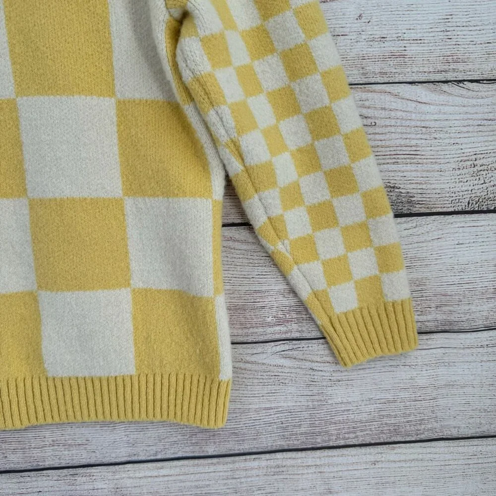 Vans Yellow & White Checkerboard Cardigan Sweater - Picture 14 of 14